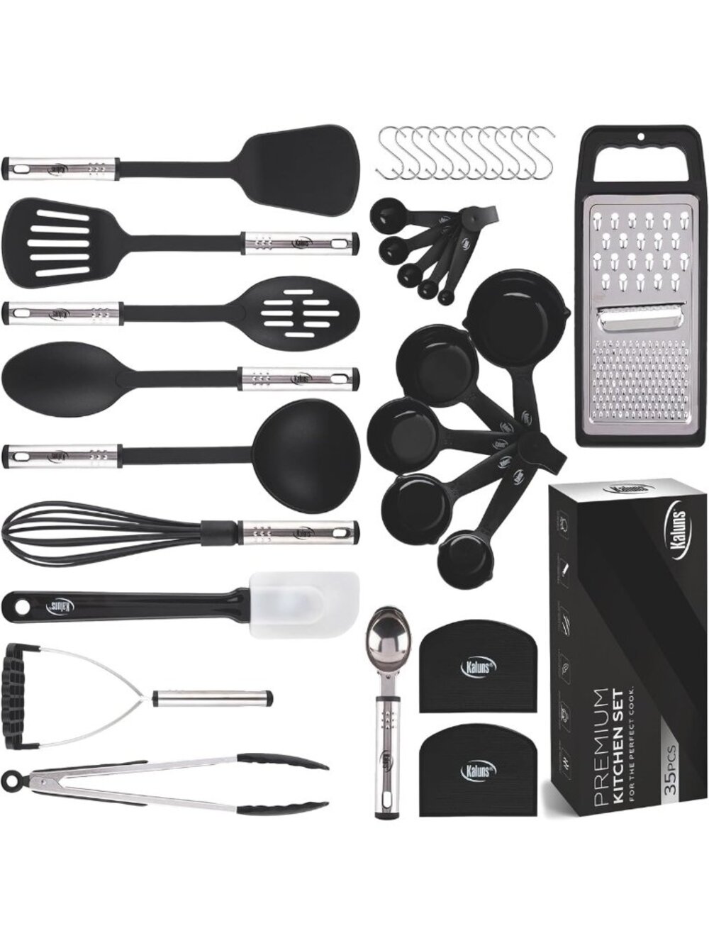 35 PCS Kitchen Utensils Set - Nonstick Heat-Resistant Silicone & Stainless Steel